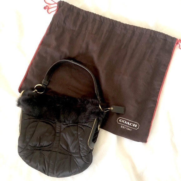 Vintage Brown Coach Handbag with Fur lining - Picture 1 of 10